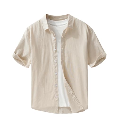 Chemise décontractée homme en coton et lin premium au design minimaliste
