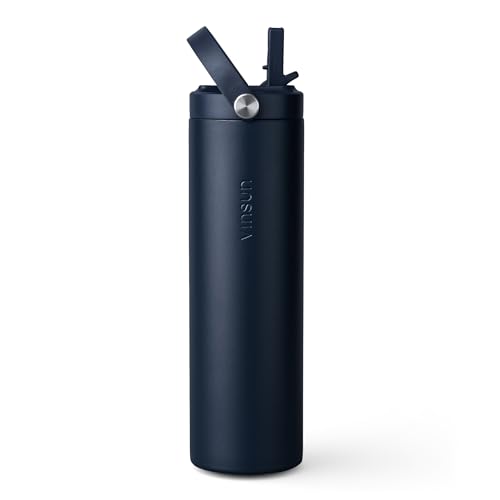 Vinsun Botella Agua Acero Inoxidable 750ml con Pajita - A Prueba de Fugas, Sin BPA, Doble Pared - Botella Termica para Gimnasio, Colegio, Deporte
