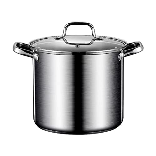 両手鍋 ステンレス鋼高湯鍋 三層底 パスタ鍋 深型両手鍋 大鍋IH対応 オール熱源対応 半寸胴鍋 深鍋 ガラス鍋蓋付 大容量 多機能調理器具 煮物 カレー シチューポット 家庭用 IH対応 直火可 キッチン用 保存容器 業務用 (両手鍋,26cm)