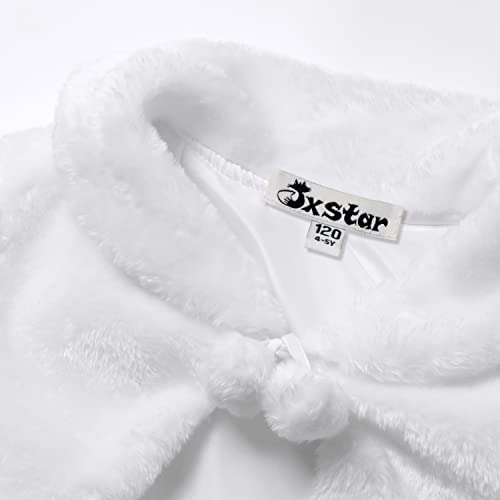 Jxstar Girls Faux Fur Bolero Shrugs White Winter Shawl Wrap Kids Dress Cover Up4