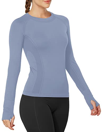 Image of MathCat Workout Shirts for Women Long Sleeve, Workout Tops for Women, Quick Dry Gym Athletic Tops,Seamless Yoga Shirts XS-XL