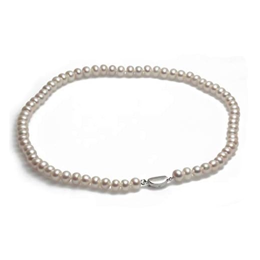Schmuckwilli Perla Collar Cultivada en agua dulce Blanco Perla Collar Cultivada en agua dulce Plata cierre 45cm 6-7mm dsk0005-45