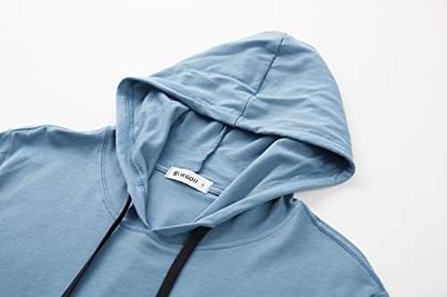 KLIEGOU Men's Hooded T-Shirt 190GSM 100% Cotton Soft Streetwear Longline Tee- Breathable Hip Hop Pullover - Pre-Shrunk3