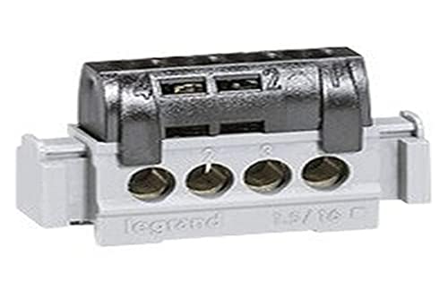 Legrand 004850 Bornier de Répartition Isolé IP2X Phase, 4 Connexions, 1.5mm² à 16mm², 47mm Longueur, Noir
