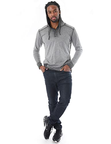 ZIMEGO Men's Long Sleeve Hoodie Garment Dyed Pullover Hood shirt - Lightweight3