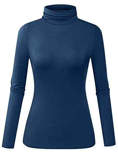 Image of Herou Womens Long Sleeve Turtleneck Slim Fitted Lightweight Casual Active Layer Tops Shirts