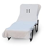 Luxus Hotel & Spa Monogrammierter Pool-Chaiselongue-Bezug, Blockbuchstabe bestickt, extra saugfähig, 100 % türkische Baumwolle, weiches Frottee, Hotel-Stil, Standardgröße 228,6 x 73,7 cm, Weiß,