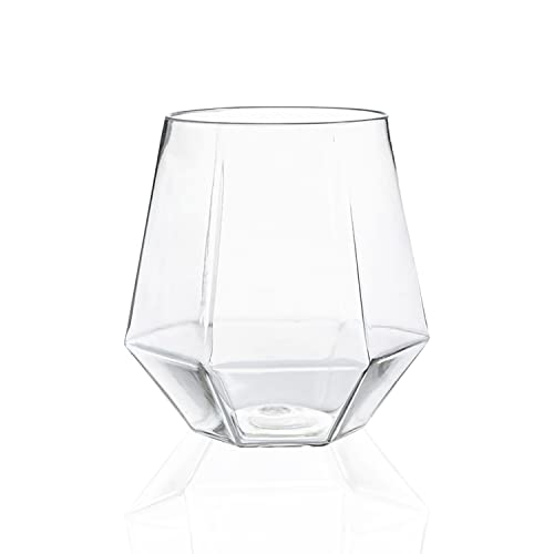 Smarty Had A Party Plastic Wine Tumbler, Disposable Stemless 12 Oz Drinking Glasses, Elegant Drinkware In Bulk Order For Wedding, Birthday & All Occasions, 64 Pcs (Clear - Hexagonal) #TOP20
