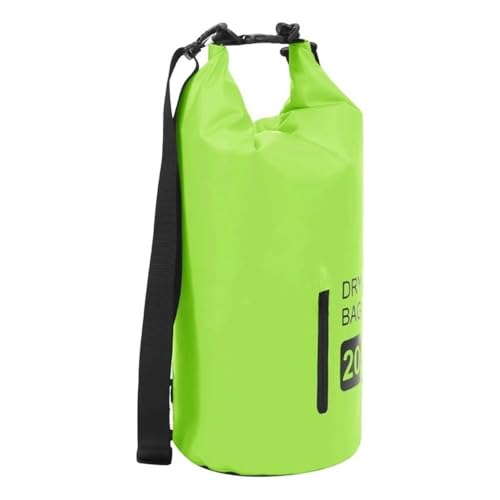 Pemberly Row Bolsa Seca de PVC, Capacidad 5.3 gal, Ligera y Duradera, Acabado Verde y Negro, 14.2" x 24", Diseño con Cierre Impermeable, Correas Ajustables para Hombro, Plegable para Actividades al Aire Libre