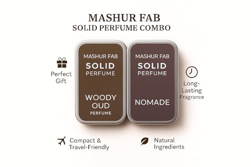 Image of Solid Perfume Combo - Soiree & Antonia | 2-Pack Alcohol-Free Natural Cologne | Long-Lasting Fragrance for Men & Women | Citrus, Floral & Woody Notes | 12g Each (WOODIEOUD-NOMORE)