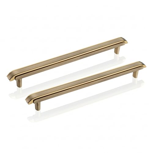 LAPO 10 Inch Modern Cabinet Handles Set | Drawer Pulls for Home | Antique Gold Coating | Hole to Hole Size 22 cm | Ideal for Cupboard and Kitchen Use | 3 Years Warranty | Pack of 6