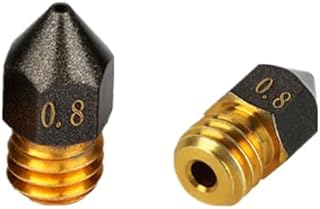 2 Pack MK8 PTFE Coated Nozzle V6 Nozzle PTFE Coated Brass Non-Stick PLA Extruder Print Head Nozzle 0.3/0.4/0.5/0.6/0.8/1.0mm for 1.75mm Ender3 Pro CR10/S Hotend… (MK8, 0.8mm)