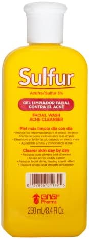 Sulfur Grisi, Facial Wash and Cleanser, Reduces Oil Excess Pimples. 8.4 Fl Oz, Bottle
