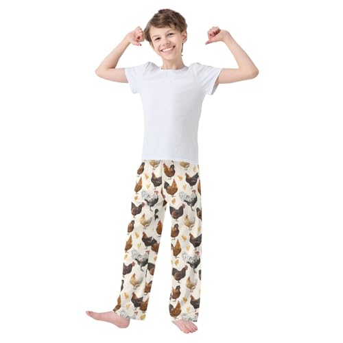 ALAZA Chicken Rooster Chick Pajama Lounge Pants Long Sleep Pajama Bottoms with Pockets3