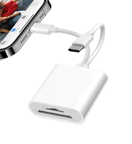 SD Card Reader USB C for iPhone iPad SD Card Adapter for Digital Camera Dual Interface Memory Card Reader No App Required