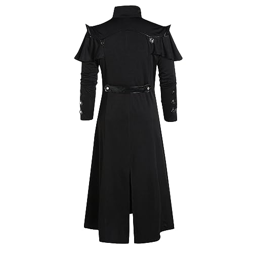 Mans Steampunk Trench Coat Medieval Victorian Gothic Stand Collar Long Coat Tailcoat Jacket Oversized Jackets3