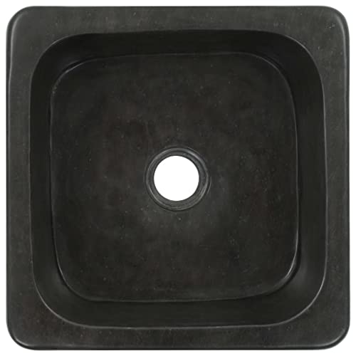 Mangloder Lavabo de piedra de río negro de 30x30x15 cm hecho a mano para baño 4