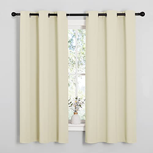 Image of NICETOWN Kitchen Curtains for Decoration, Thermal Insulated Grommet Room Darkening Draperies/Panels for Laundry (Beige, 2 Panels, W42 x L63 inches)
