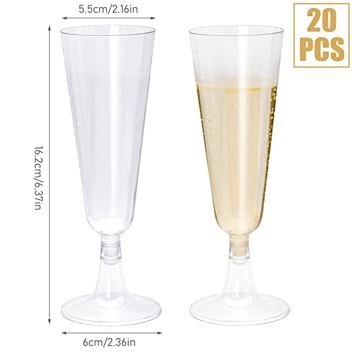 BLLREMIPSUR 20Pcs Plastic Champagne Flutes Clear Champagne Glasses Flutes Reusable Stemmed Champagne Glasses Party Wine Cups for Party Wedding Garden Barbecue - Image 3