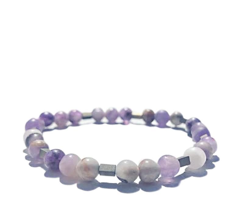 Bracelet améthyste 8mm en perles rondes et extensibles pour hommes et femmes
