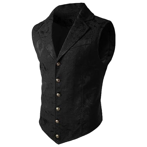 Mens Victorian Formal Suit Vest V-Neck Business Dress Vests Steampunk Paisley Tuxedo Waistcoat