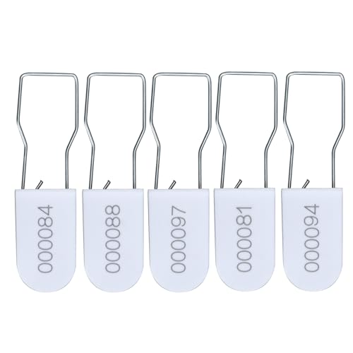 Image of Plastic Padlock Security Seals with Metal Wire Numbered Anti Tamper Tag (500, White)