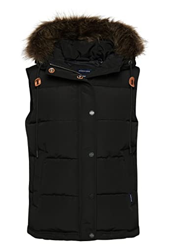 Superdry Para Mujer. W5011395A Chaleco De Pelo SintéTico Everest Negro (M), Casual, PoliéSter