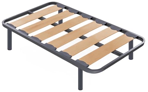 MDS MEJORDESCANSO - Somier Reforzado con Láminas Extra Anchas y Estructura de Acero 40x30 mm con Patas Cilíndricas Incluidas | Medida: 105x180 cm | Refuerzo Central | Fabricado en España