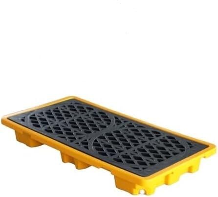 Modular Spill Containment Pallet - Stackable Tray with Drain Outlet for Industrial Leak Control(25.8x14.2x4.7in)