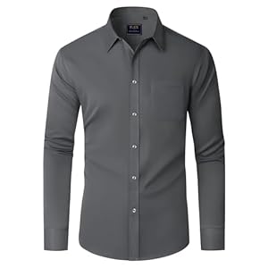 J.VER Hemd Herren Businesshemden Stretch Freizeithemden Pure Langarm Anzug Hemd Bügelfrei Regular Fit Hochzeit Hemd mit Tasche