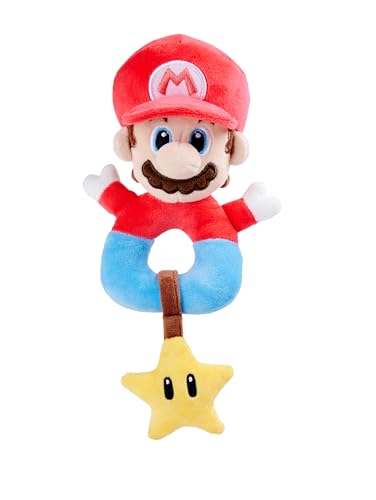 Image of My Mario Baby Activity Grabber with Rattle – 6-Inch Plush Grasp Toy with Crackling Star for Infants & Newborns