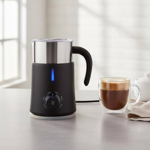 Image of ATORSE Quiet Electric Milk Frother ABS Body Hot and Cold Frother Single-Button Control Milk Foaming Machine Fast Frothing for Home Cafe, Coffee Shop, Us Plug