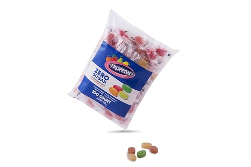 Image of TROFFINO SUGAR FREE Assorted Fruity Candy Jar 4 Exciting Mixed Fruit Flavors, (50 Candies) - Orange, Guava, Mango, Strawberry - Pack of 1