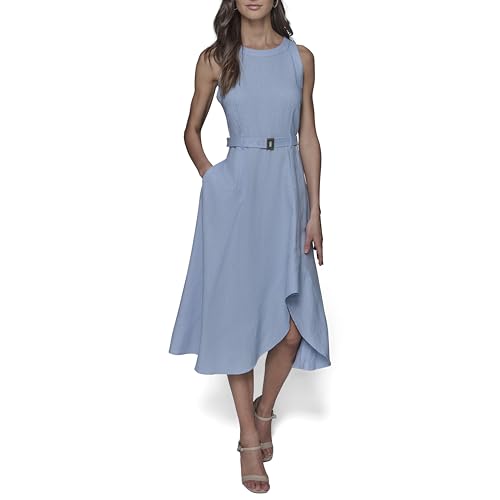 KARL LAGERFELD Women's Light Scoop Neck Sleeveless Midi Dress