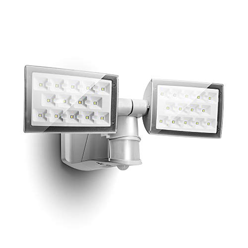 Get Special Price LUTEC 6294-PIR 3000 Lumen 32 Watt 2×14 LED Motion Activated Integrated Floodlight Outdoor with Motion Sensor, 5000K Daylight, Dusk to Dawn, Waterproof Exterior Security Wall Light