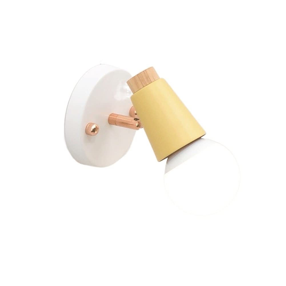 VDOQTLJT Nordic Iron Modern Simple Bedside Solid Wood Wall Light Aisle Hotel Spotlights Ceiling Lamp Ony Led Waterpr(Giallo)