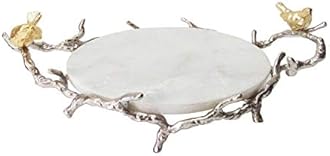 A&B Home Marble Round Branch Design Handles and Stand Tray, Shiny Nickel