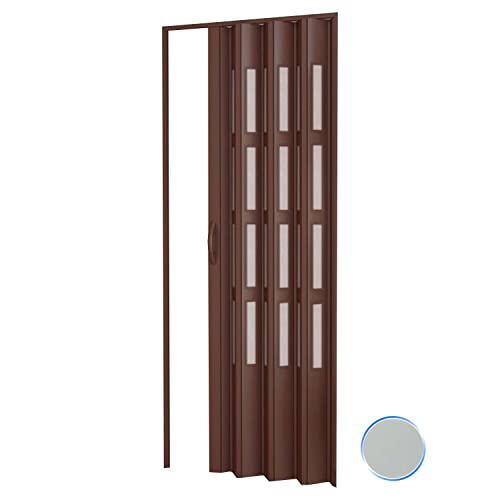 Porte accordéons pliante intérieur en kit avec verre en PVC Grise 82x220 cm mod. Sonia