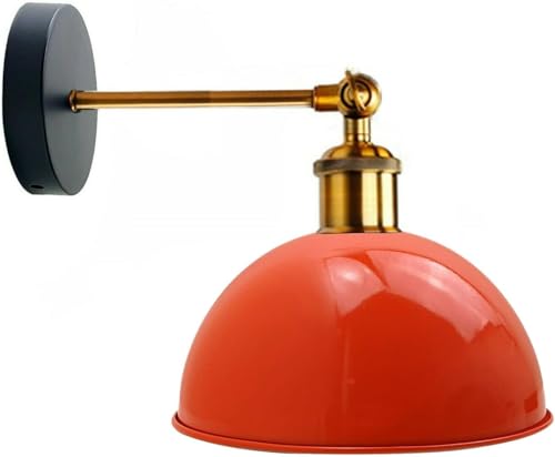 LEDSone Appliques murales vintage Abat-jour Rétro Métal Peint couleur Lampe de Plafon Applique pour chambre à coucher de bar de restaurant (Noir) (Orange)