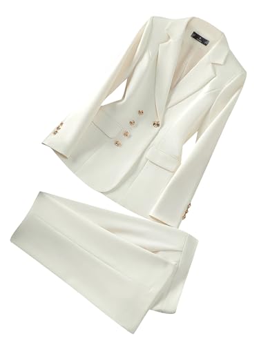 Chic Beige Women Pant Suit Set by Platlogy - Elegant 2-Piece Business Work Wear for Every Occasion