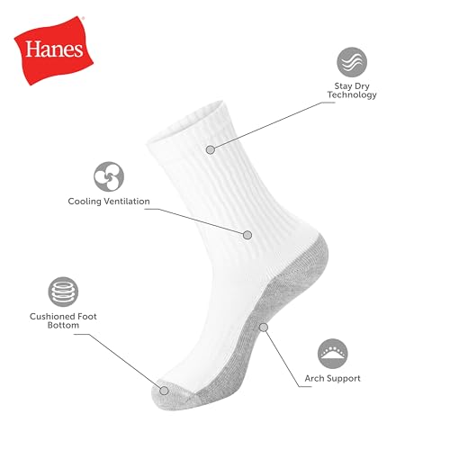 Image of Hanes Men's Socks, X-temp Cushioned Low Cut Socks, 12 & 14 Pair Packs
