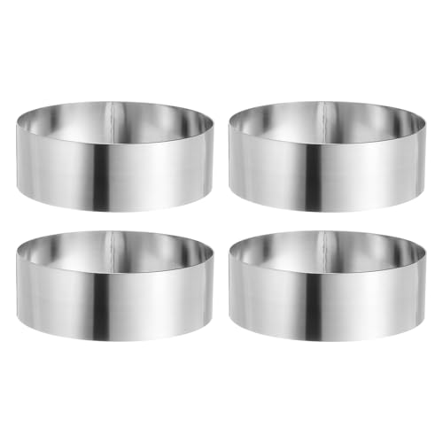 QUARKZMAN 4 Stück Runde Kuchenringe 6 x 2 Zoll Nahtlose Edelstahl Patisserie Mousse Dessert Ring Spiegelfinish Für Backen Kochen Werkzeug