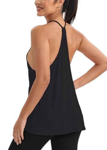 Mippo Workout Tops for Women Racerback Tank Open Back Athletic Shirts Gym Clothes Loose Fit