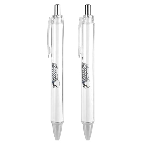 ボールペン 油性ボールペン 進撃の巨人 調査兵団 ボールペン ノック式 ジェルボールペン 0.5mm 黒インク PC素材 耐久 学生 子供用 2 PCS