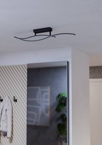 Eglo LED Ceiling lamp Grisolia, Curved Ceiling Light Fitting, Living Room Lighting Made of Metal and Plastic in Black - Image 3