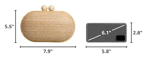 Image of UMREN Straw Clutch Handbags Women Beach Crossbody Hand-woven Summer Purse Wallet Top handle Evening Bag for Wedding Party