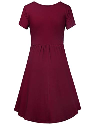 Connche Quinee Maternity Dress, Women Crew Neck Short Sleeve Summer Lightweight Fit And Flare Knitting Nursing Dresses Breastfeeding Fashion Slim Fit Casual Peplum Postpartum Dresses Wine L #TOP1