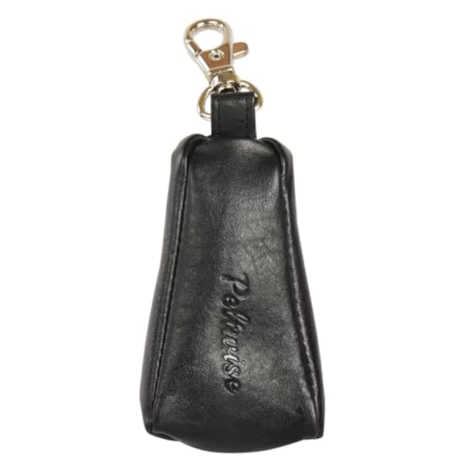 Black Genuine Leather Key Case with Lobster Claw Clasp