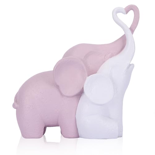 Estatua pareja de elefantes en forma de corazón