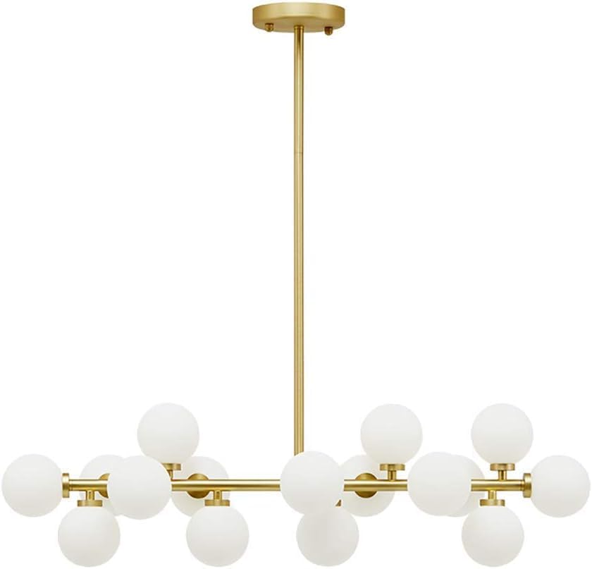 Lustre Sputnik à 25 lumières suspendu doré pour plafonnier cuisine et salon